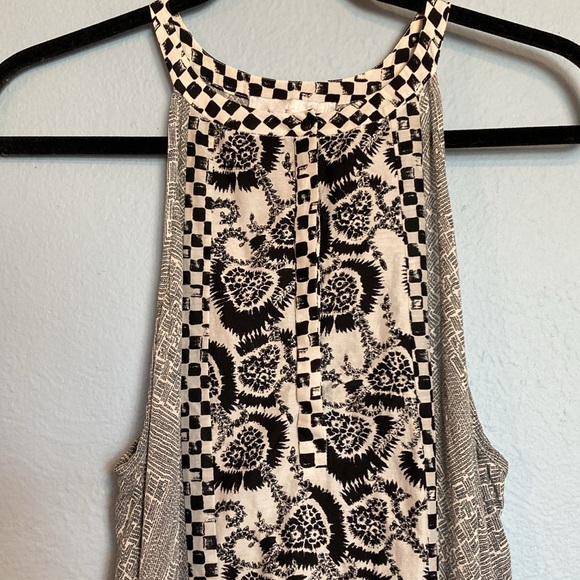 A.L.C. Womens Size M Black White High Neck Sleeveless 100% Silk Drop Waist Dress - Picture 2 of 11